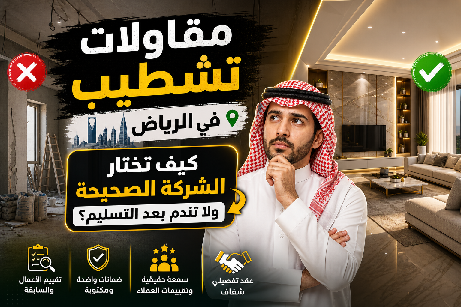 مقاولات تشطيب في الرياض لفيلا مودرن فاخرة تشمل أرضيات رخام وأسقف جبس بورد مجهزة بالإضاءة الحديثة.